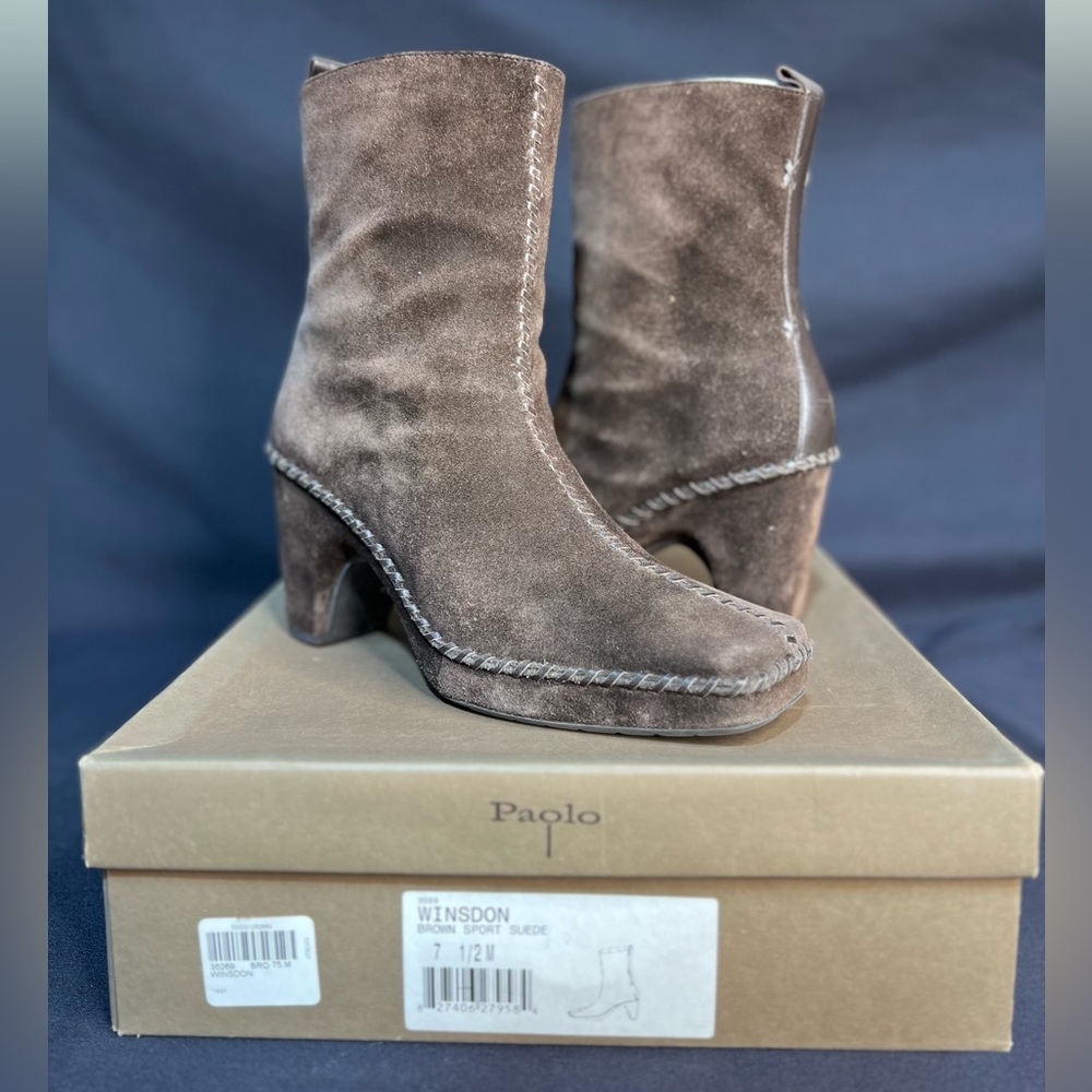 Paolo Winsdon Brown Suede Booties